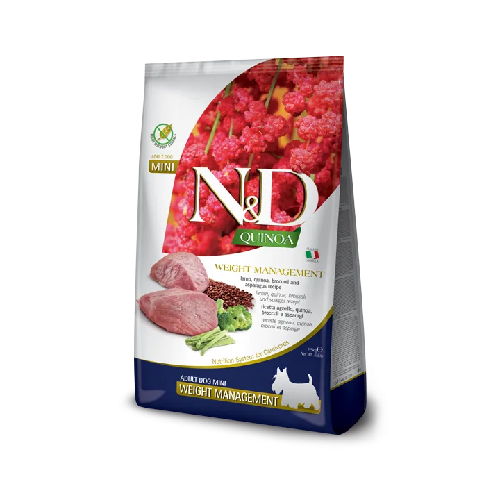 Nd dog quinoa weight management agnello broccoli e asparagi adult mini 7 kg